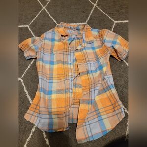 Cat & Jack Orange and Blue Plaid Button Down Shirt